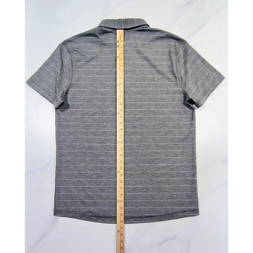 Lululemon Evolution Polo Shirt L Heathered Gray Stretch Performance Golf Men's